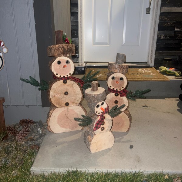 Log Snowmen Family (1 Each Small, Medium and Large) - Etsy
