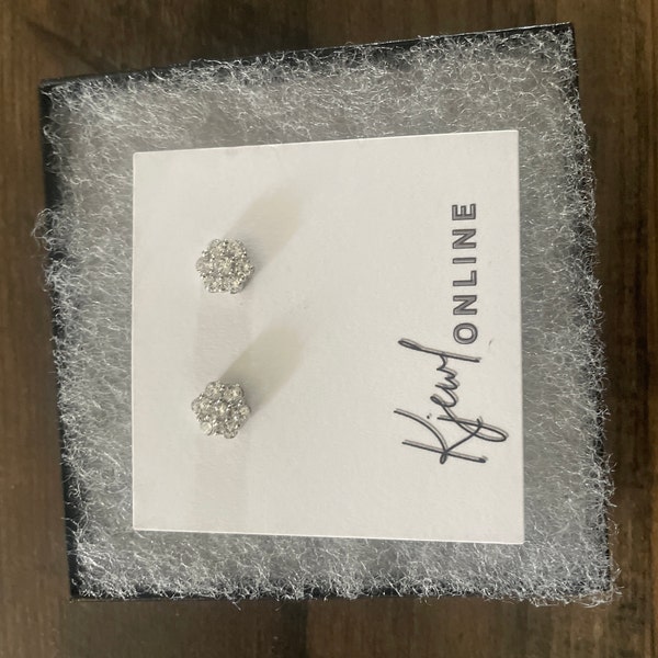 thumbnail image 2 of 925 Sterling Silver Icy CZ 6mm Gold Plated Round Push Back Stud Earrings GE151 2 of 4