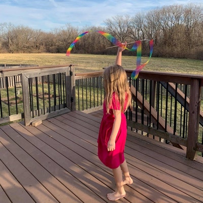 RIBBON WAND With Two 6' Ribbons on 16 Handle With Spinner Swivel and ...