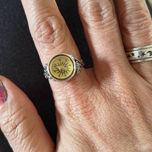 Working Compass Ring Sterling Silver, Silver Twig Ring, Compass Jewelry ...