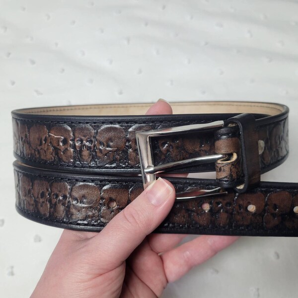 Men's Skull Belt With Big Claw Buckle - Black PU Leather Belt, 45.28 Inch, Gothic Punk Biker Style Accessory - View #8