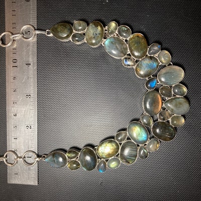Gioielli Blu Labradorite Collana Di Labradorite Blu Flash Non Trattata - 172.00 Carati, Perle Naturali, Lunghezza 20 Pollici Labradorite Non Trattata 172 Cts