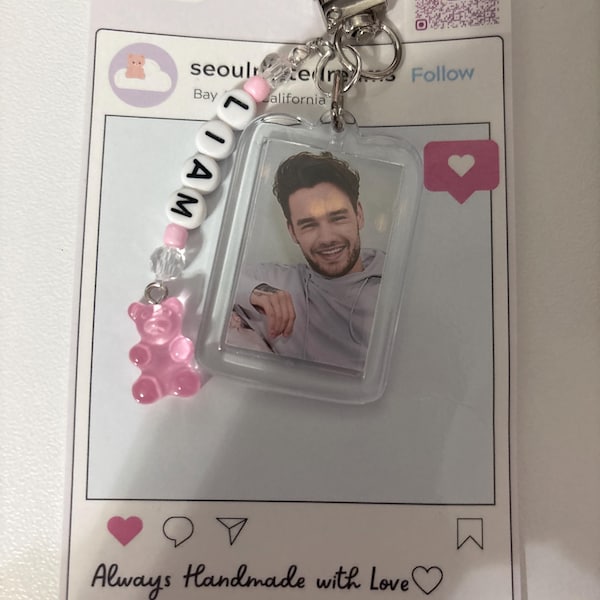 Liam Payne Keychain - Double Sided Photo Frame With Beaded Name Charm ...