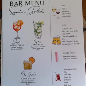 Bar menu sign photo from Colleen