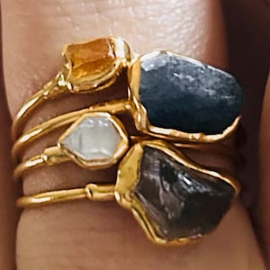Customer photo from CatDM, Dainty Raw Herkimer Diamond Ring in Yellow Gold