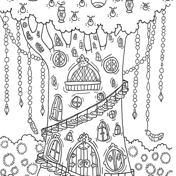 Fairy Garden Printable Coloring Page // Digital Download Color Pages - Etsy