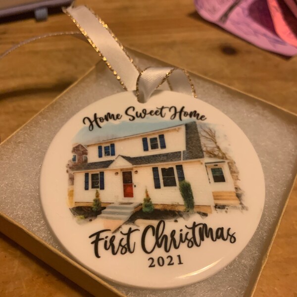 Custom Home Ornament, Custom Watercolor House Christmas Ornament ...