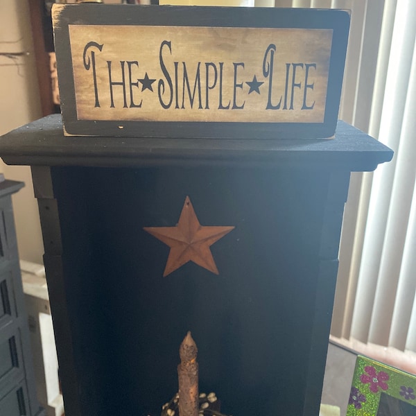 The Simple Life Primitive Distressed Wooden Sign Shelf Sitter or Wall ...