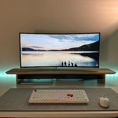 Long Laptop Stand for Desk, Wood Laptop Stand for Desk, Wooden Laptop ...