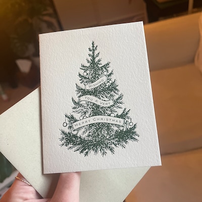Letterpressed Christmas Tree Note Card Pack of 10 - Etsy
