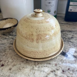 Beurrier Céramique 500ml Avec Couvercle Bambou Et Couteau - Blanc