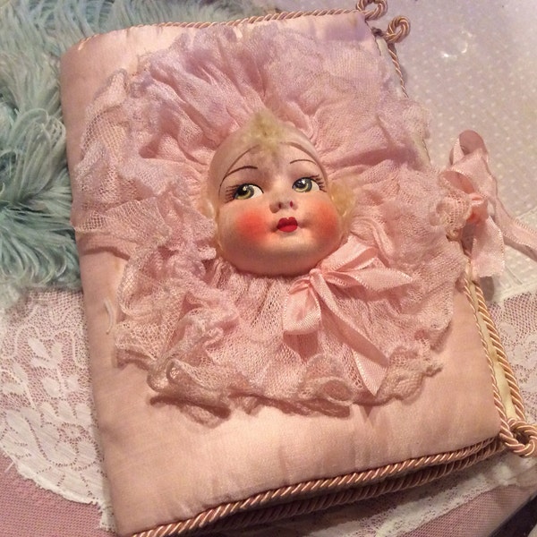 Antique French Fabric Jewel Trinket Box Edwardian Roses Paris Circa