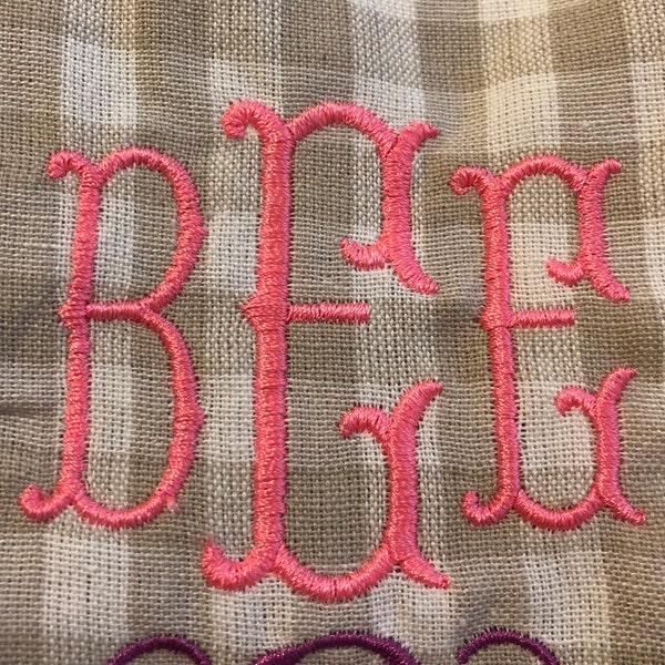4 Size Fishtail Monogram 3 Letters Embroidery Font BX Fonts Embroidery ...