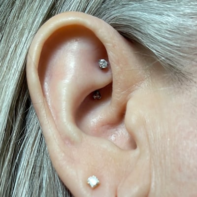 Titanium Implant Grade Rook Piercing Double Jeweled..internally ...