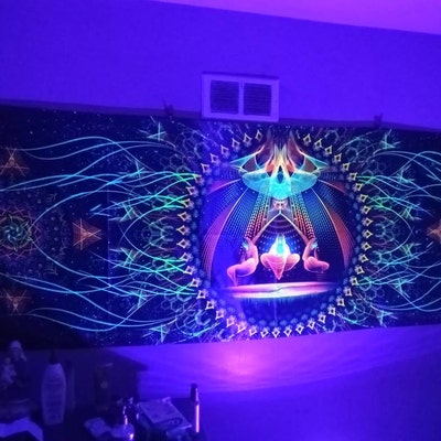 Psychedelic UV Fluorescent Blacklight Tapestry Fractal Art Print Trippy ...