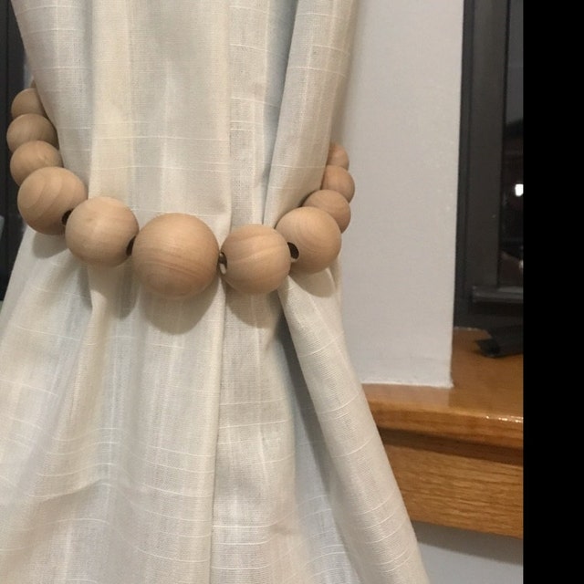 Wooden Bead Curtain Tie Backs Set of 2 Etsy