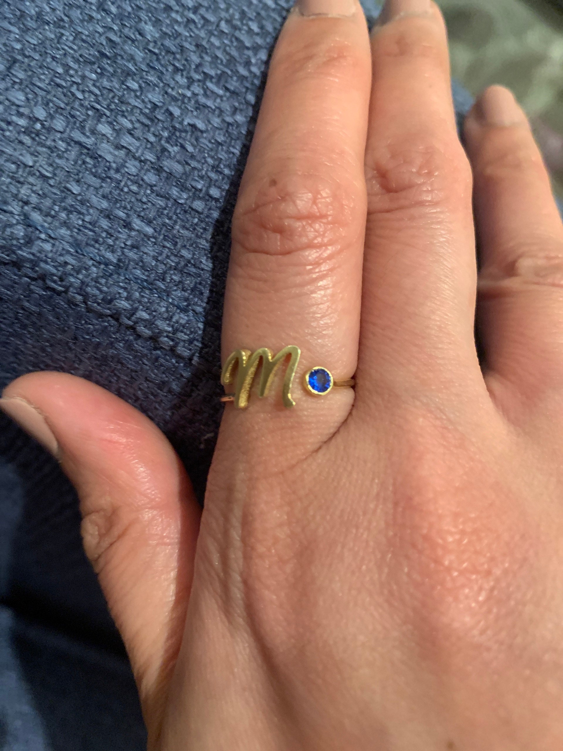 Custom Initial Birthstone Ring • Personalized Sterling Silver Initials Ring • Custom Name Gemstone Mother Ring • Mother Child Ring • RM06F48