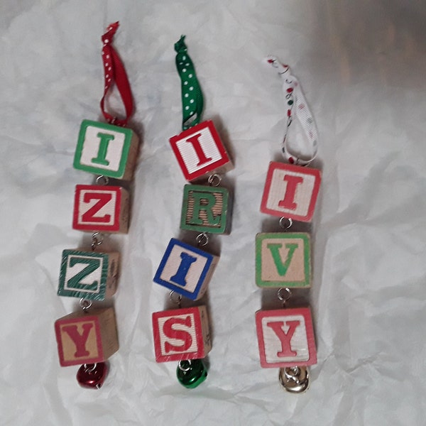 Single Block Ornament, Custom Christmas Tree Ornament, Vintage Wooden ...