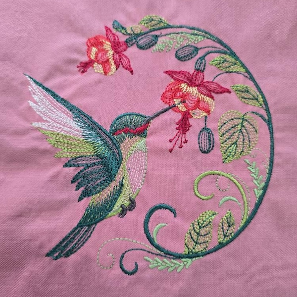 Hummingbird in Bloom - Machine Embroidery Designs Instant Download 5x5 ...