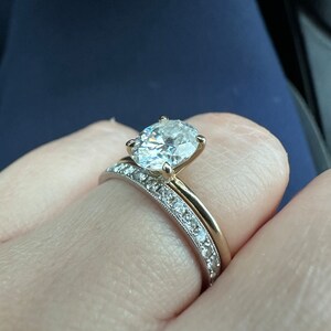 Rose Gold Three Stone Engagement Rng, Annversary Rng, Past Present