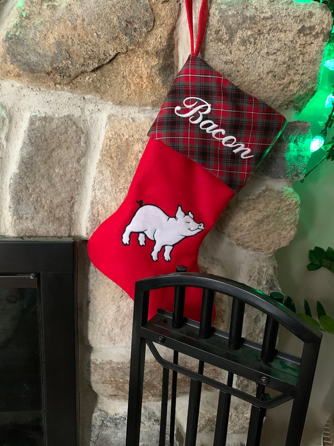 Customer photo of a pet with the Pig Christmas Stocking