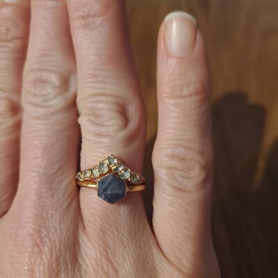 Diamond Splinter Ring / Salt and Pepper Diamond Ring / Raw - Etsy