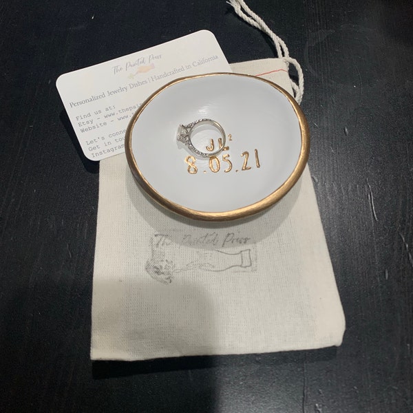 Personalized Jewelry Dish / Jewelry Dish Date and Initials / Wedding ...