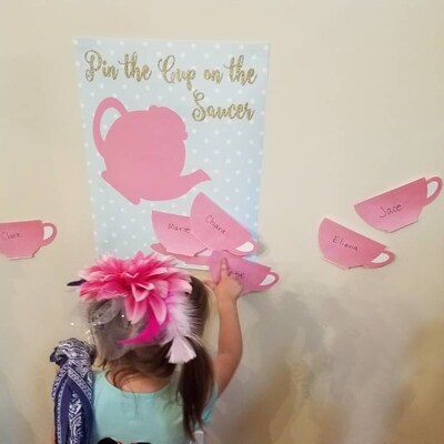 INSTANT DOWNLOAD Printable Princess Tea Party 8x10 or 16x20 Pin the Cup ...