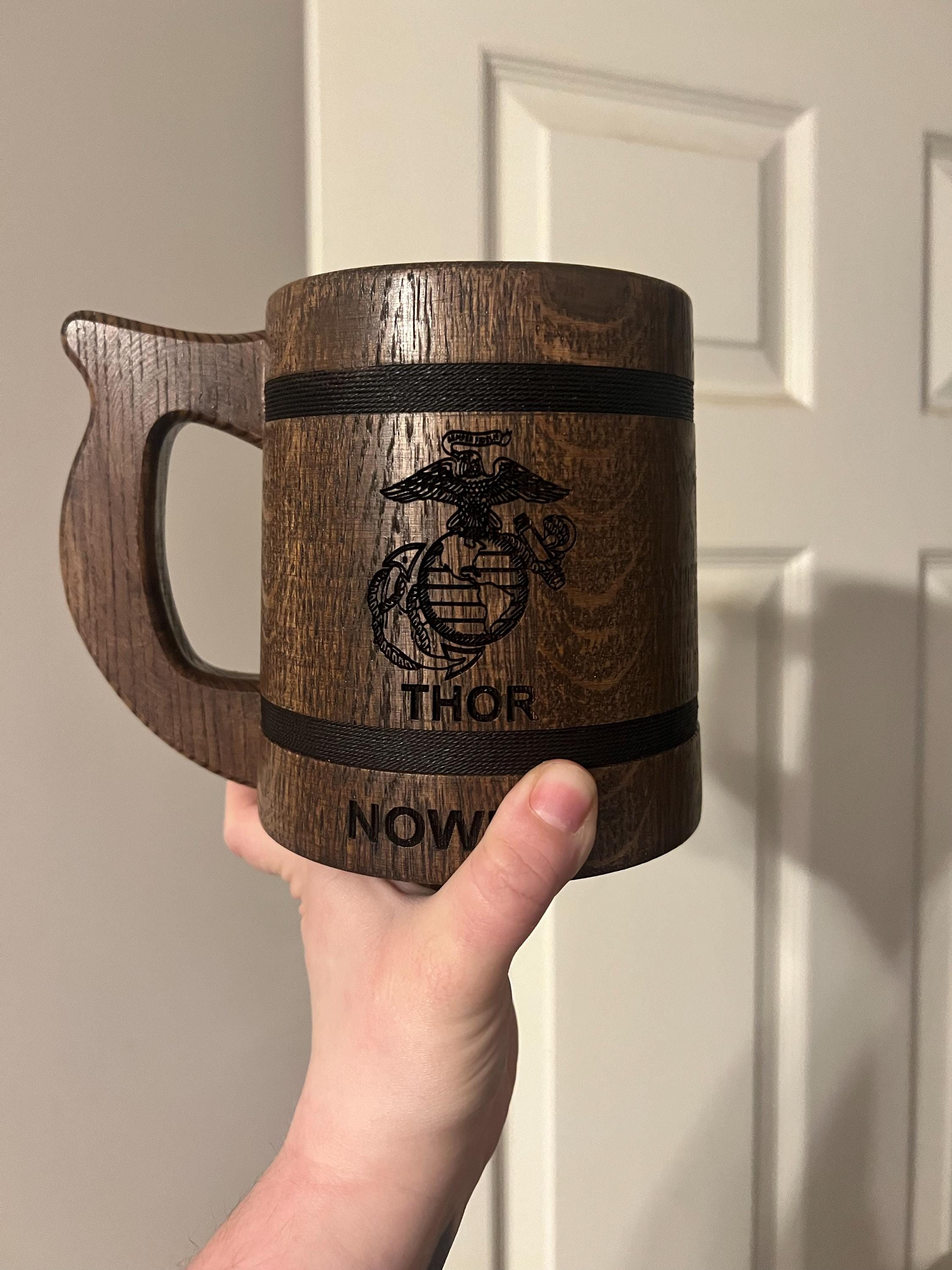 Personalized Groomsmen Beer Mug Custom Wooden Stein, Customizable Best Man Gift from Groom Engraved Wood Tankard, Wedding Gift for Father