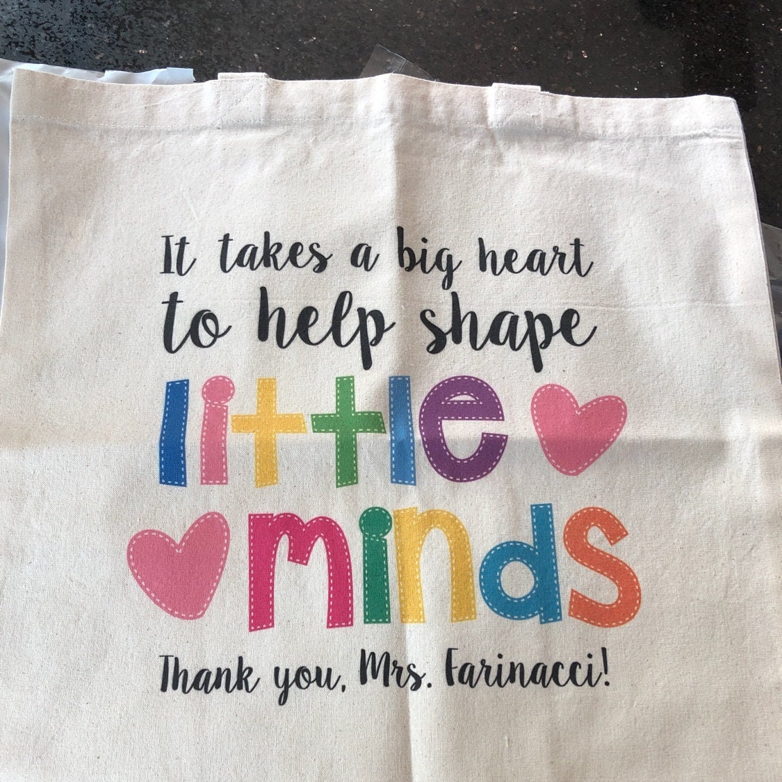 teacher tote bag - adorable teacher tote for kindergarten, first grade - teacher gift big heart to help shape little minds 22MSCL-022-BBag