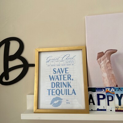 Save Water Drink Tequila Poster Pink and Orange Wall Art - Etsy
