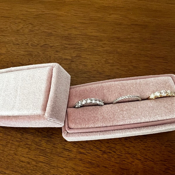 Custom 3-rings Rectangular Velvet Box, Triple/double/single Ceremony ...
