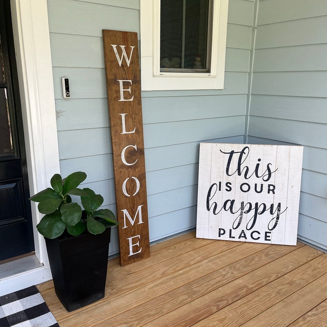Outdoor 2in1 Welcome Sign For Front Porch Standing 45"X9