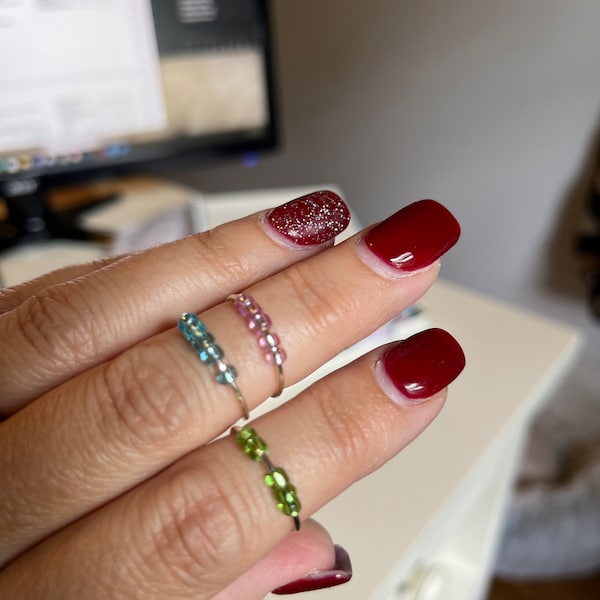 Fidget Ring Set of 3, Adjustable Rings for Women, 5 Beads - Etsy