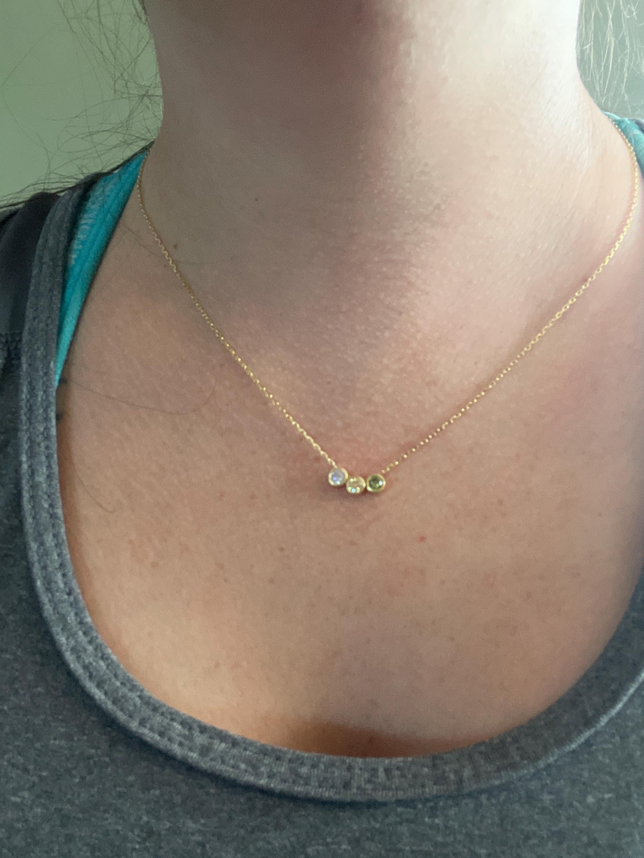 14K Solid Gold Family Birthstone Necklace, Birthstone Gift, Christmas Gift, Bridesmaid Gift, Gift for Mom, Birthday Gift, Birthstone Jewelry
