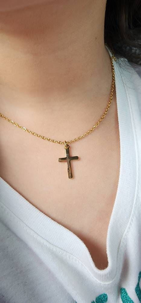 Baptism Gift • Custom Cross Necklace • Christian Jewelry • First Communion Necklace • Girls Baptism Necklace • Personalized Date Gold