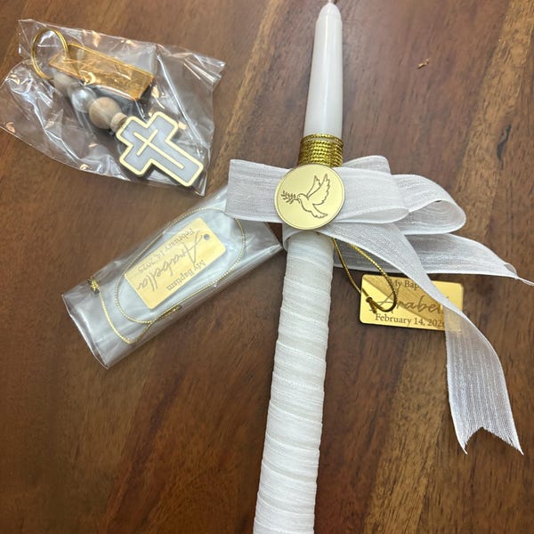 Personalized Christening Candle, Taper Candle Baptism Gift, First ...