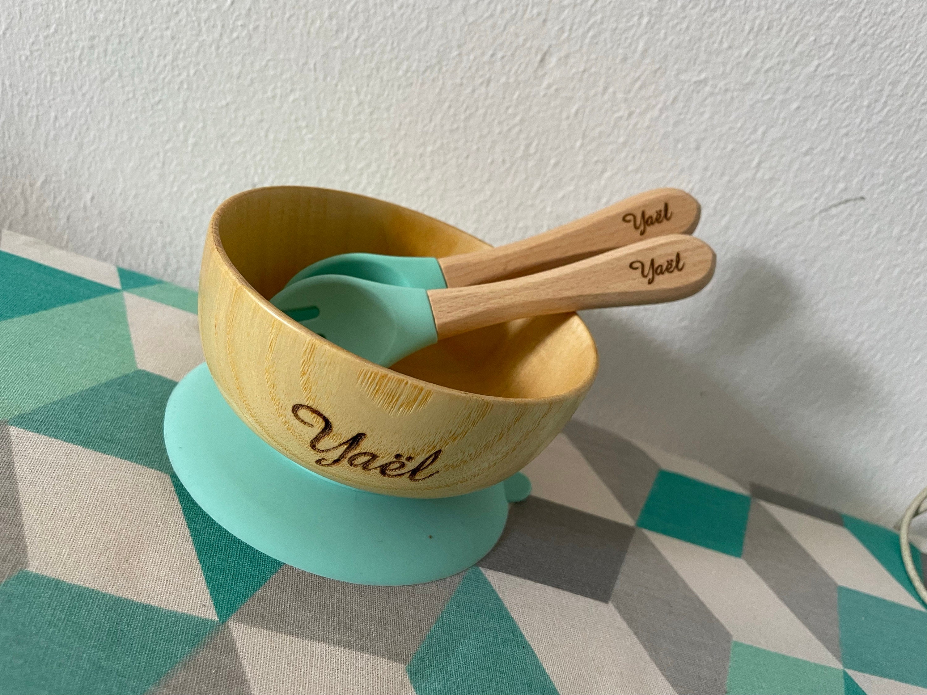 Personalized baby bowl and cutlery