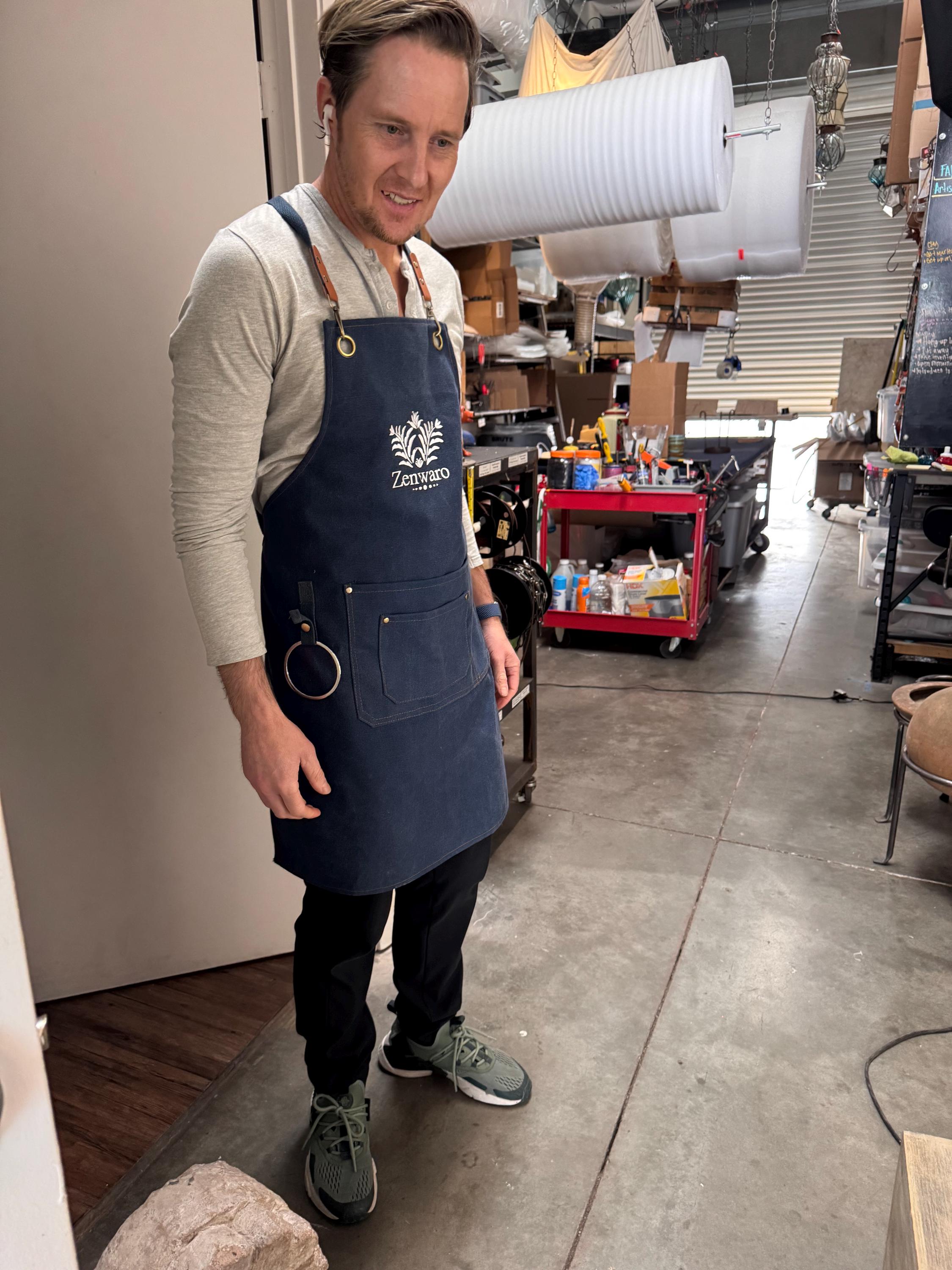 Personalized Bar Apron, Canvas Workshop Apron with Pockets, Custom Gift for Him, Embroidered Kitchen Apron, Barbeque Apron, Bartender Apron