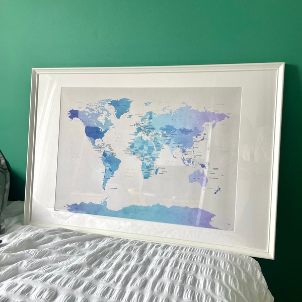 Large World Political Wall Map Poster – 32x24 Laminated, Easy Read