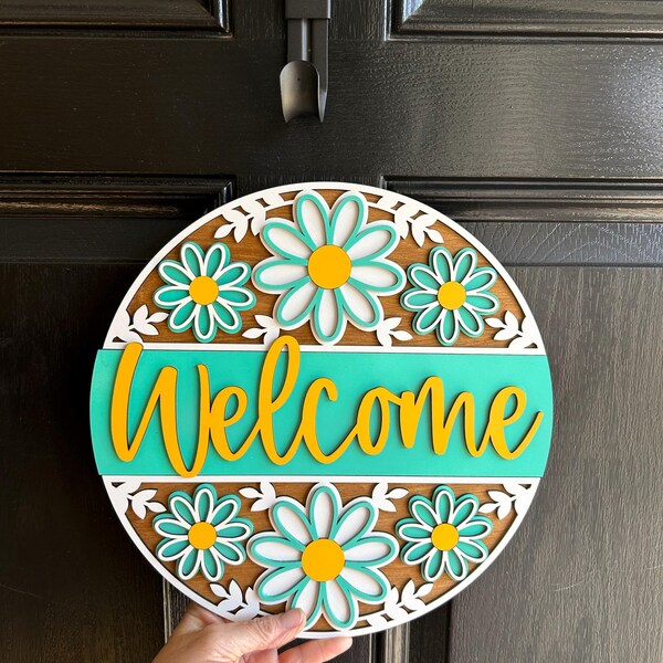 Welcome Flower Pattern Sign, Digital Download, SVG Laser Cut File ...