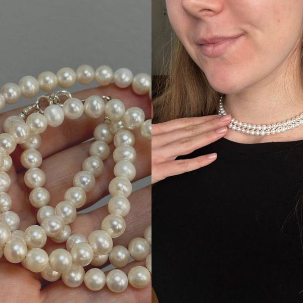 2 layered pearl necklace main image 1