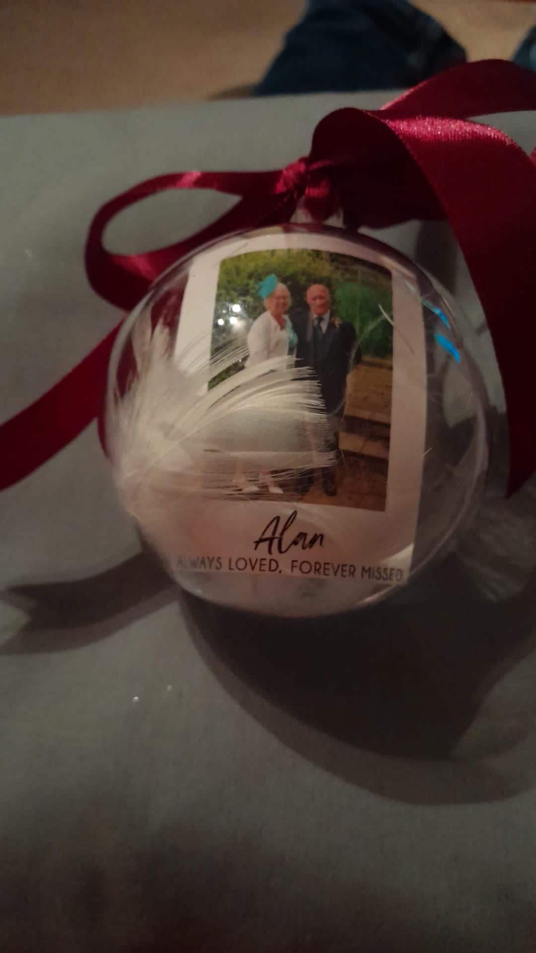 Personalised Photo Memorial Memory Christmas Feather Bauble - Special Memory Bauble - Photo Bauble - Decoration Bauble