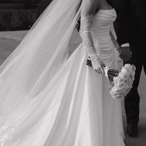 Guanti Da Sposa Lunghi In Pizzo Senza Dita Con Strass - Eleganti Per Cerimonie E Ballo (Taglia M)