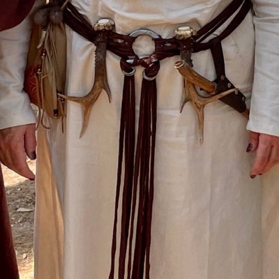 Viking Wedding Full Set Dress Underdress Belt With Antlers - Etsy