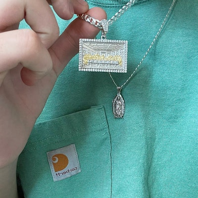 Large 3D Jesus & Cross Pendant With Simulated CZ Stones - Silver Tone, Religious Jewelry For Men