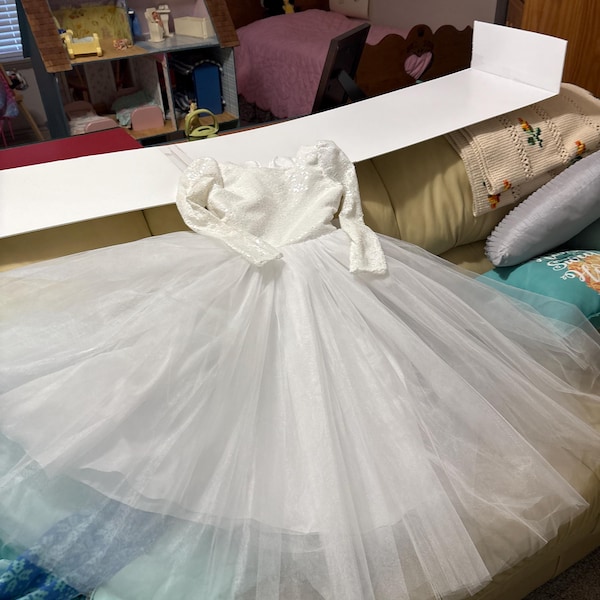 Girls White Birthday Princess Dress Flower Girl Wedding Dress