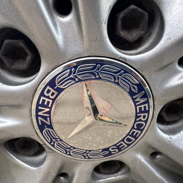 Set of 4 Mercedes Benz Wheel Center Caps Emblem Blue Laurel Wreath 75mm ...