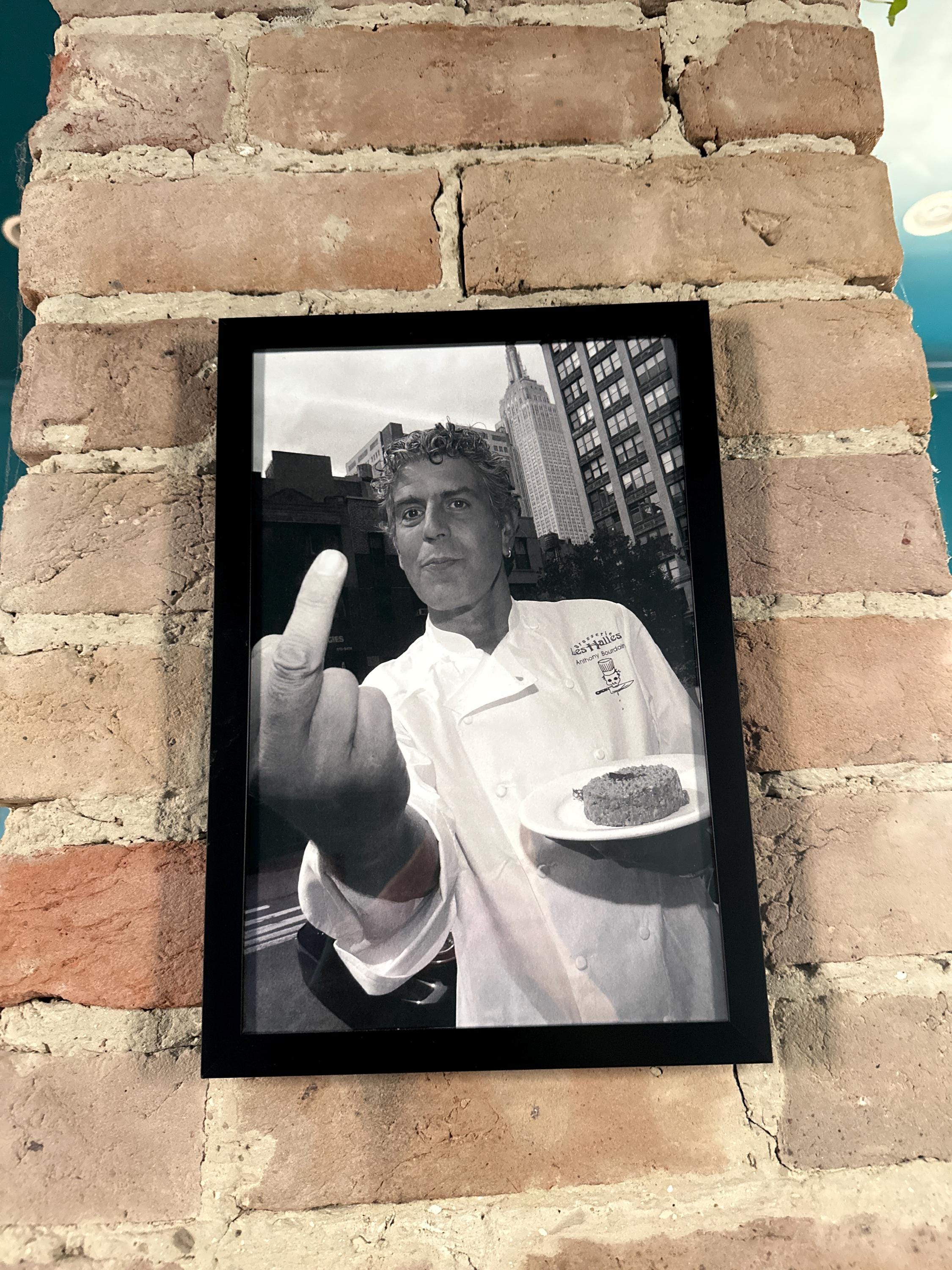 Anthony Bourdain Middle Finger Print, Chef Black and White Wall Art, Vintage Print, Photography Prints, Museum Quality Photo Art Print