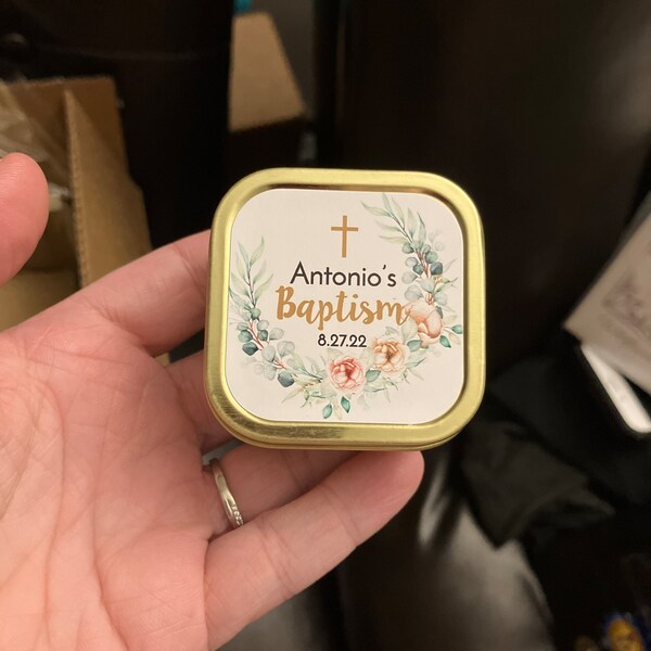 Set of 12 Personalized Travel Candle Tin With Labels Baptism ...